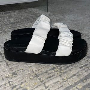 Platform black and white sandals
